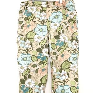 Tribal Floral Cropped Pants 6 Pockets Size 12